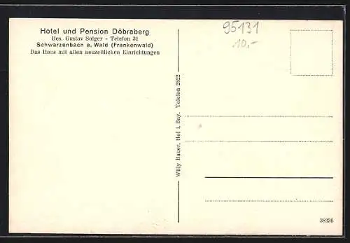 AK Schwarzenbach / Wald, Hotel und Pension Döbraberg