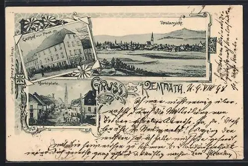 AK Kemnath / Oberpf., Gasthof zur Post, Marktplatz und Totalansicht