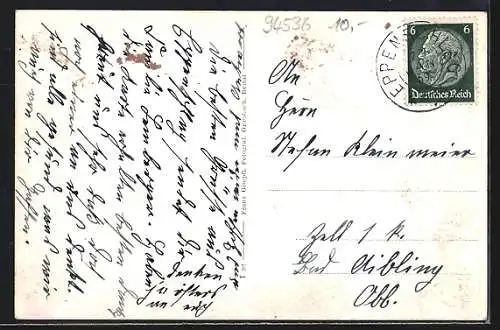 AK Eppenschlag /Bayr. Wald, Teilansicht, Strassenpartie mit Gebäudeansicht, Ortspartie mit Kirche