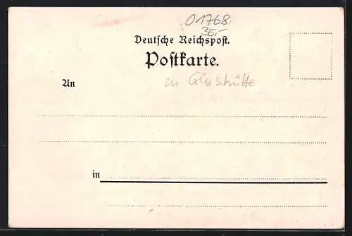Lithographie Johnsbach, Gasthof, Schule, Pfarre, Kirche