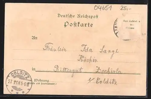 Lithographie Bad-Lausigk, Restaurant zum Panorama mit Garten