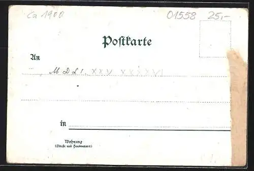 Lithographie Grossenhain / Sachsen, die belebte Bahnhofstrasse u. Poststrasse, Rathaus, Postgebäude