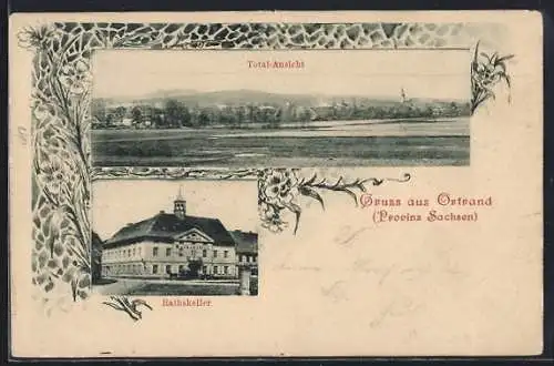 AK Ortrand /Sachsen, Gasthof Rathskeller, Ortsansicht