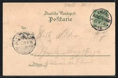 Lithographie Langebrück, Hotel zur Post, Beamtenschule, Kurbad