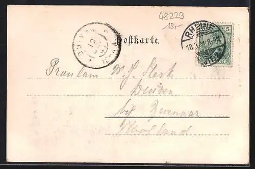 AK Rheine, Markt mit Geschäften, Blick in dei Poststrasse