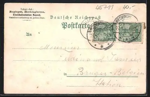 Lithographie Meckinghoven, Gasthof Rupieper, Schiffshebewerk am Dortmund-Ems-Kanal