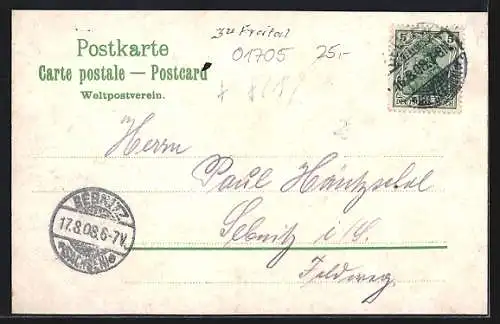 Lithographie Saalhausen / Freital, Gasthof zu Saalhausen, Ortsansicht