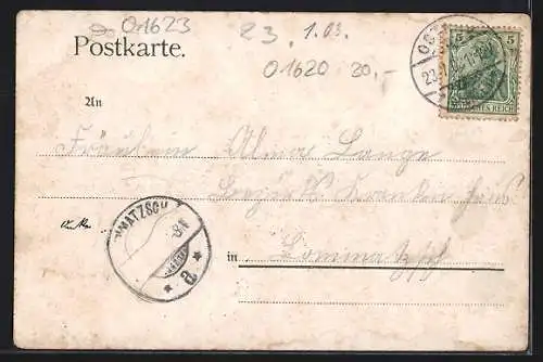 Lithographie Weitzschenhain / Lommatzsch, Gasthof, Gut Marschütz, Gehöft H. Grühler