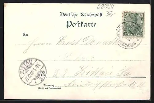 Lithographie Strassgräbchen, Gasthof von Hermann Müller, Bahnhof, Forsthaus Langenholz
