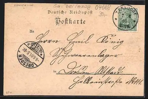 Lithographie Leipnitz, Herrenhaus, Dorfstrasse-Denkmal, Inneres der Kirche