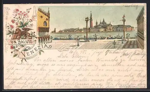 Vorläufer-Lithographie Venezia, 1895, Ausblick vom Markusplatz