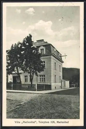 AK Marienbad, Partie an der Villa Marienthal