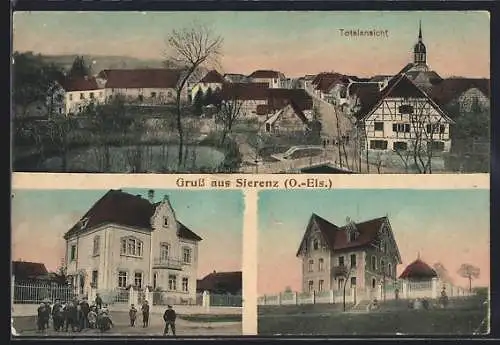 AK Sierenz, Partie an zwei Villen, Ortsansicht