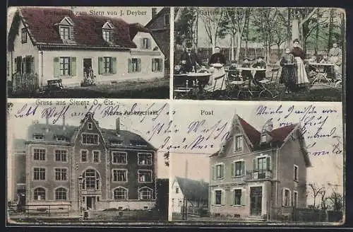 AK Sierenz /O. Els., Gasthaus zum Stern v. J. Deyber mit Gartenwirtschaft, Post