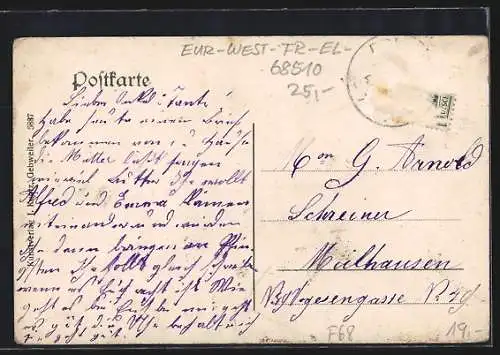 AK Sierenz /O. Els., Gasthaus zum Stern v. J. Deyber mit Gartenwirtschaft, Post