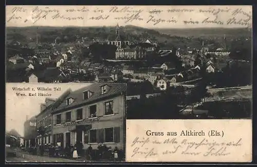 AK Altkirch /Els., Gasthaus z. Wilhelm Tell v. Wwe. Karl Häusler, Totalansicht