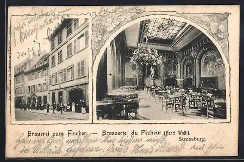 AK Strassburg, Gasthaus Brauerei zum Fischer v. Henri Wolff