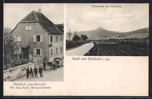 AK Kinzheim i. Els., Gasthaus zum Rebstock v. Eug. Egelé, Panorama
