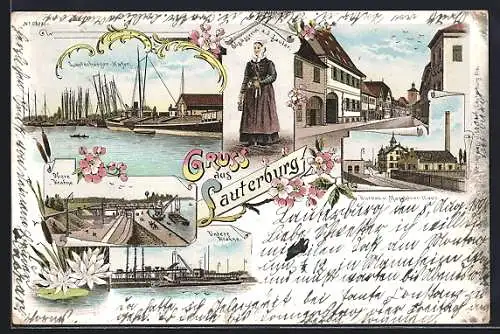 Lithographie Lauterburg, Obere Krahne, Untere Krahne, Bureau und Maschinen Haus