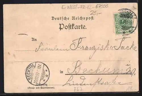 Lithographie Marienthal, Restaurant zur Oberen Ziegelhütte, Kapelle mit Kloster, Wohnhaus mit Ökonomie-Gebäude