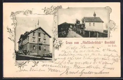 AK Grub /SG, Rossbühl, Gasthaus Fünfländerblick, Kapelle
