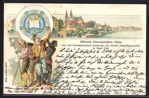 Lithographie Basel, 14. Internat. Conferenz der Christl. Jünglingsvereine, Ortsansicht