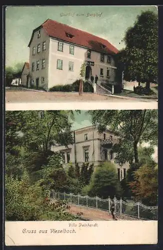 AK Vieselbach, Gasthof zum Burghof, Villa Deinhardt