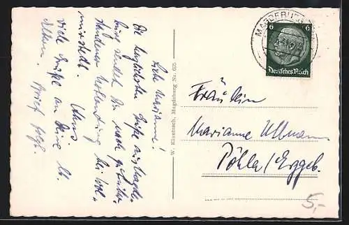 AK Magdeburg, Breiter Weg mit Strassenbahn