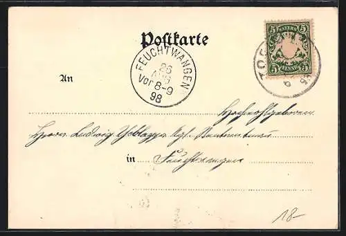 Lithographie Tölz-Krankenheil, Totalansicht, Blick ins Isartal