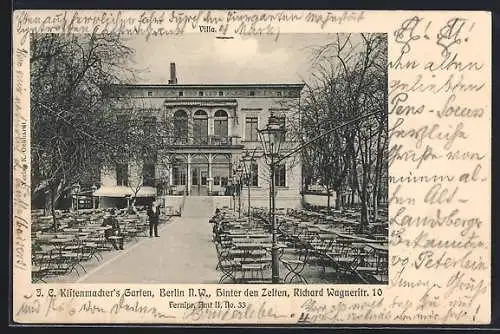 AK Berlin-Tiergarten, Gasthaus J. C. Kistenmacher`s Garten, Terrasse, Richard Wagnerstrasse 10
