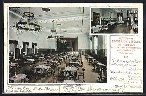 AK Berlin-Gross-Lichterfelde, Th. Hertel`s Festsäle zum Schützenhaus in der Zehlendorferstrasse 5, Innenansichten