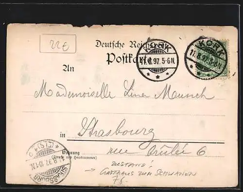 AK Kork, Gasthaus zum Schwanen v. I. Keck mit Gartenwirtschaft
