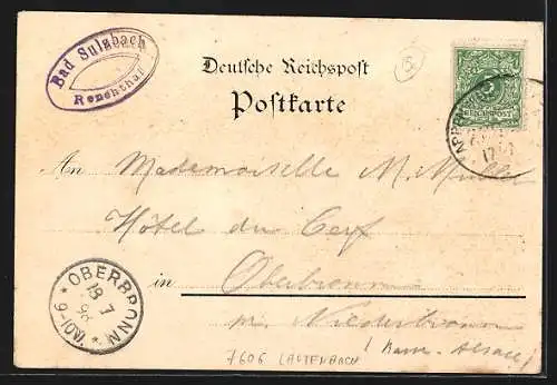 Lithographie Bad Sulzbach, Kapelle, Ortsansicht, Panoramablick vom Schärtenkopf aus