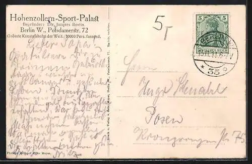 AK Berlin-Schöneberg, Hohenzollern-Sport-Palast i. d. Potsdamerstrasse 72, Innenansicht