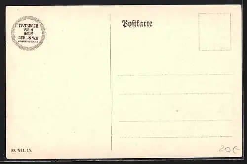 AK Berlin, Wandgemälde 1915 v. Professor Fritz Erker am Haus Trarbach in der Behrenstrasse 47