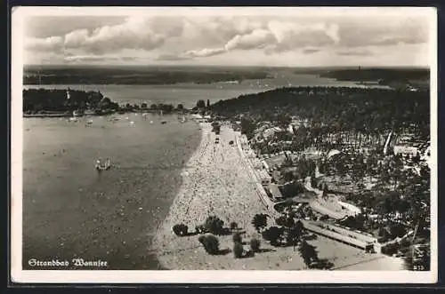AK Berlin, Strandbad Wannsee aus der Vogelschau