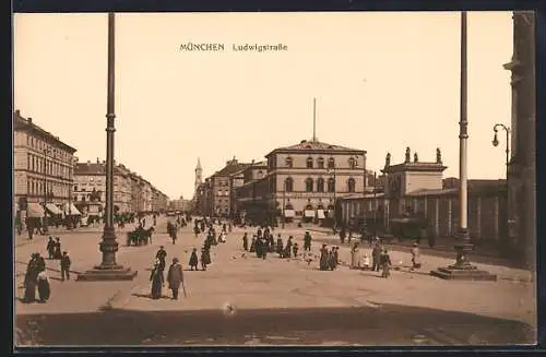 AK München, Blick in die Ludwigstrasse