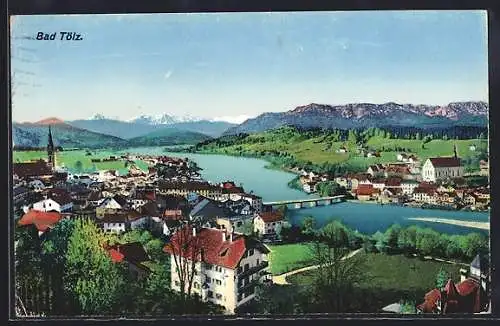 AK Bad Tölz, Ortsansicht mit Flusspartie