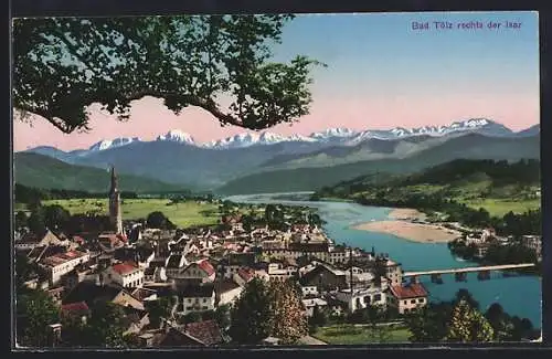 AK Bad Tölz, Ortsansicht mit Isarpartie