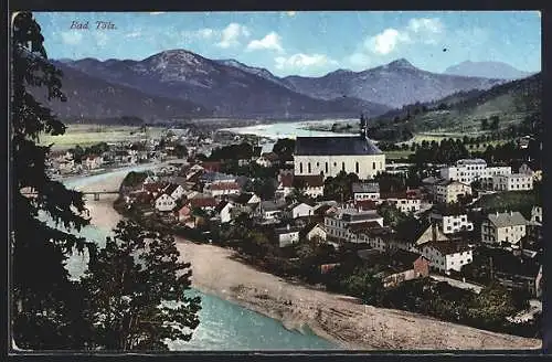 AK Bad Tölz, Ortsansicht mit Flusspartie