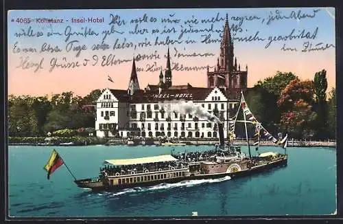 AK Konstanz, Insel-Hotel und Dampfer