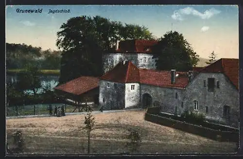 AK Berlin-Grunewald, Partie am Jagdschloss Grunewald