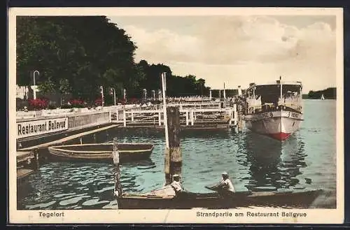 AK Berlin-Tegel, Restaurant Bellevue mit Wasserpartie