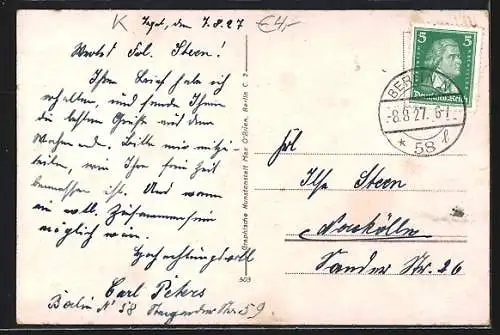 AK Berlin-Tegelort, Uferpartie mit Boot am Tegeler See