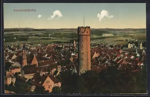 AK Ravensburg / Württ., Ortsansicht mit Turm