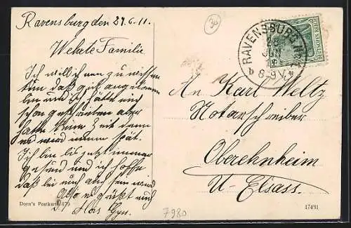 AK Ravensburg / Württ., Ortsansicht mit Turm