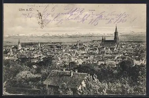 AK Ulm a. D., Ortsansicht mit Kirche