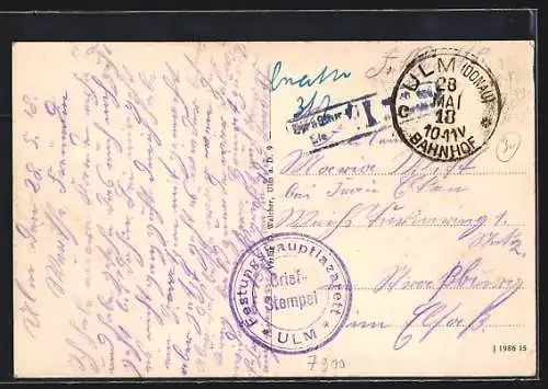 AK Ulm a. D., Ortsansicht mit Kirche