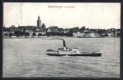 AK Überlingen, Dampfer König Karl auf dem Bodensee