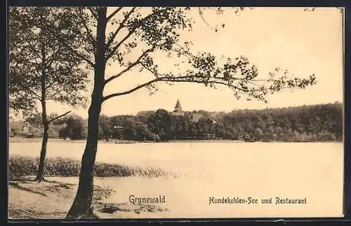 AK Berlin-Grunewald, Hundekehlen-See und Restaurant